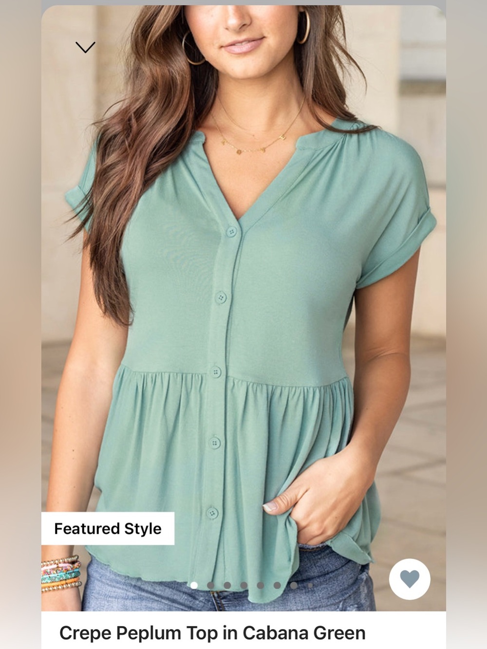 EUC Grace & Lace Crepe Peplum Top in Cabana Green